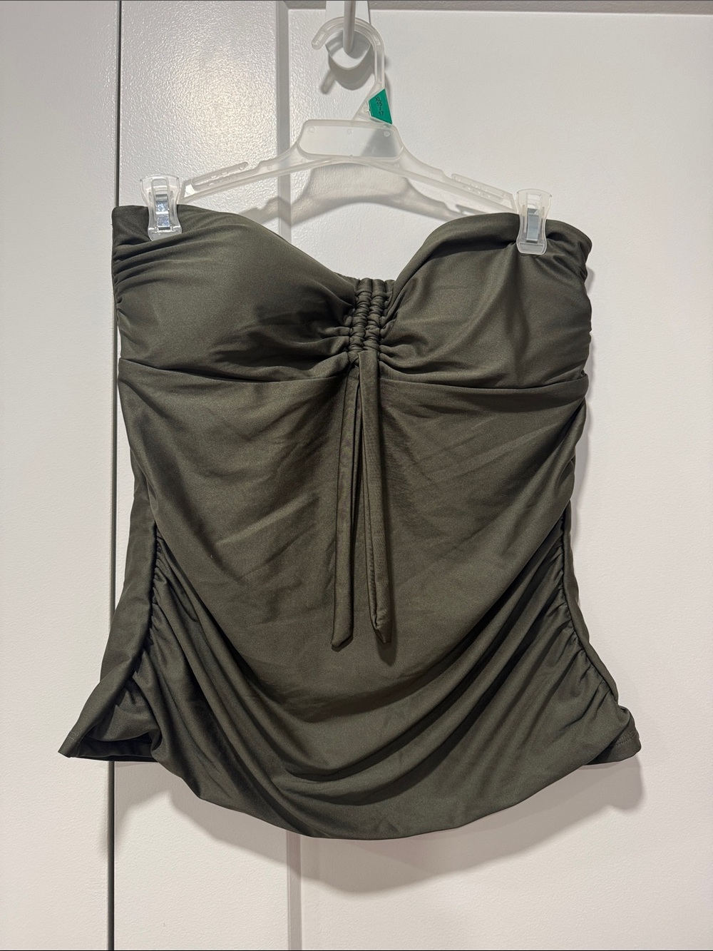 Dkny Olive Green Strapless Swim Tankini Top